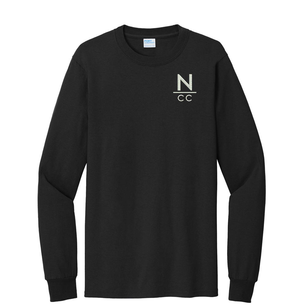 NCC Long Sleeve Tee Unisex Cotton Long Sleeve Tee- Black (embroidery design)