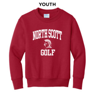 NS Golf Youth Fleece Crewneck Sweatshirt-Red