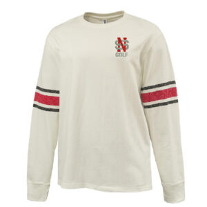 NS Golf Pennant HEAVYWEIGHT 8.0 oz. antique white cotton jerseyarchive-style printed sleeve stripe-Red/Black Stripe