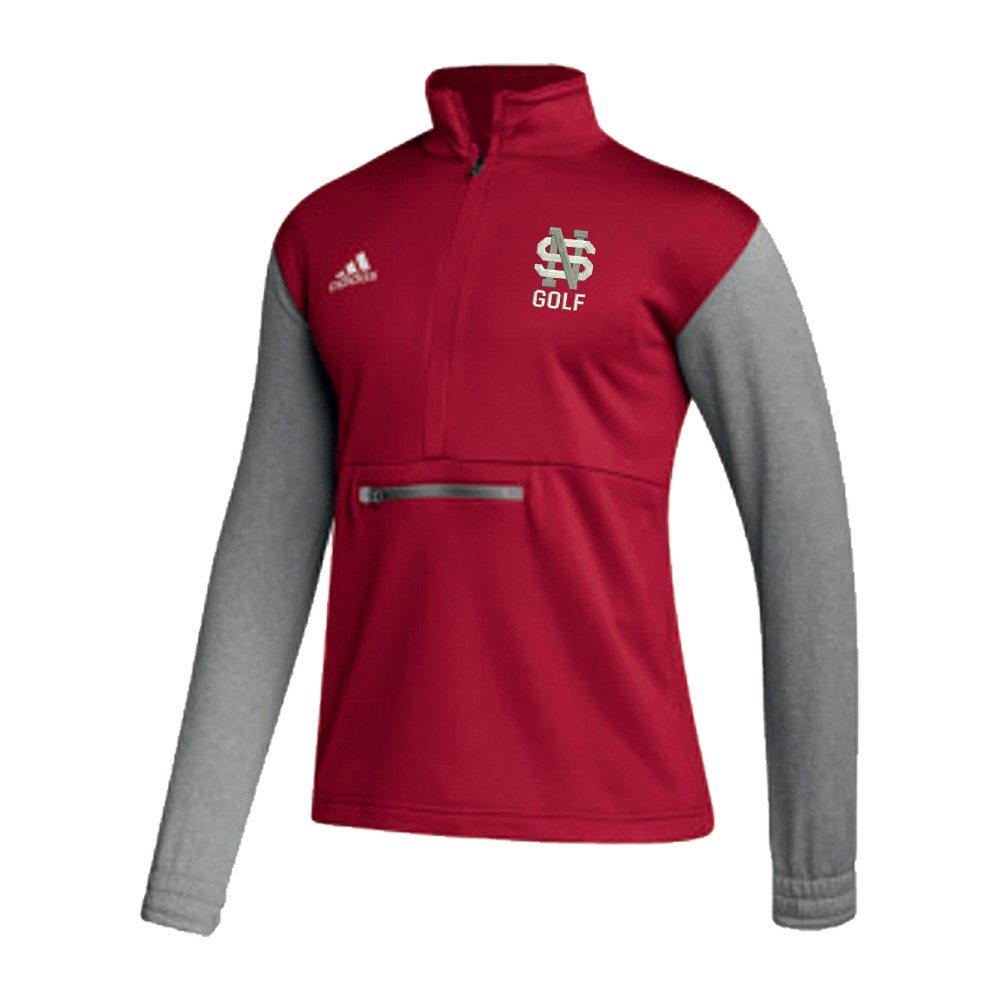 NS Golf Adidas Team Issue color block 1/4 zip pullover -Power Red/Grey (S, M, L)
