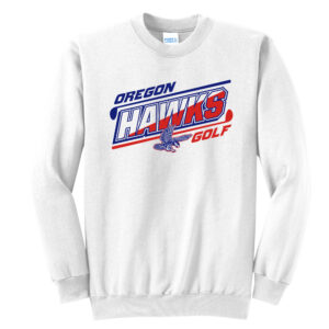 Oregon Golf Unisex Core Fleece Crewneck Sweatshirt – White
