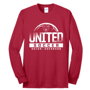 Orion Soccer Unisex Cotton Long Sleeve Tee-Red