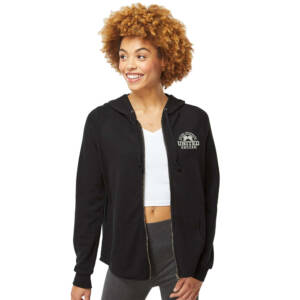 Orion Soccer Women’s California Wave Wash Full-Zip Hooded Sweatshirt-Black