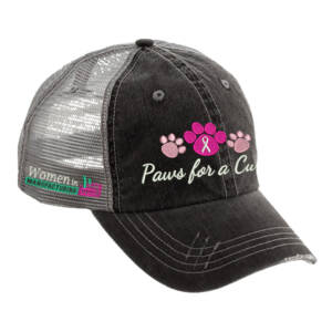 Paws For A Cure Washed Herringbone Cotton distressed Twill Trucker Cap-Black/Grey