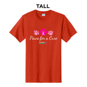 Paws For A Cure Tall Cotton Short Sleeve Tee-Orange