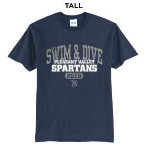 PV Girls Swim Port Company Tall Core Blend short Sleeve T Shirts – Navy