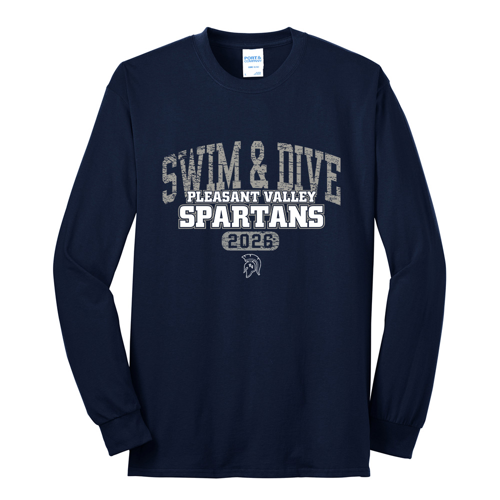 PV Girls Swim Unisex Long Sleeve Core Blend T Shirt - Navy
