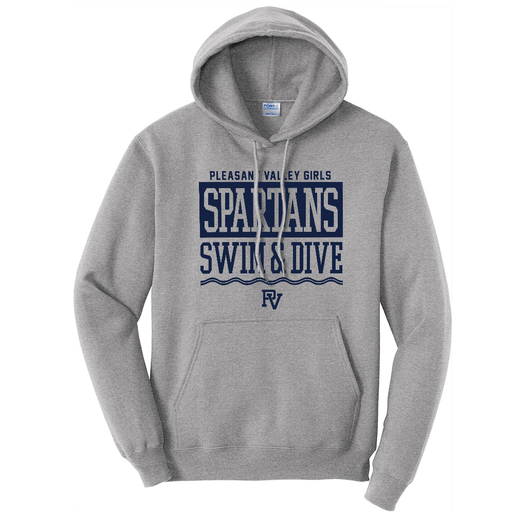 PV Girls Swim Unisex Classic Core weight Cozy Pullover Hooded Sweatshirt - AthleticHeatherGrey