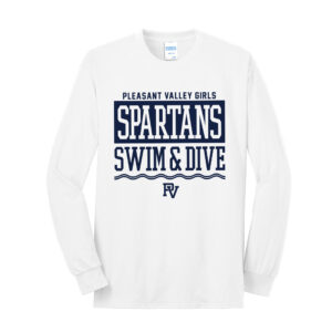 PV Girls Swim Unisex Long Sleeve Core Blend T Shirt – White