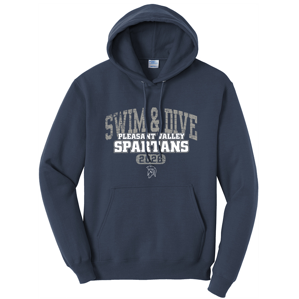 PV Girls Swim Unisex Classic Core weight Cozy Pullover Hooded Sweatshirt - Navy