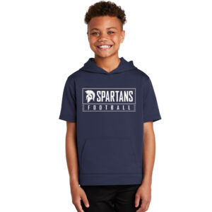 PV JR Football Sport-Tek YOUTH Sport-Wick Fleece Short Sleeve Hooded Pullover-Navy