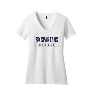 PV JR Football District Made Ladies Perfect Blend V Neck Tee – White