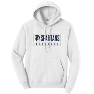 PV JR Football Unisex Classic Core weight Cozy Pullover Hooded Sweatshirt – White