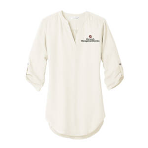 Plymouth Management Port Authority Ladies 3/4 Sleeve Tunic Blouse-Ivory