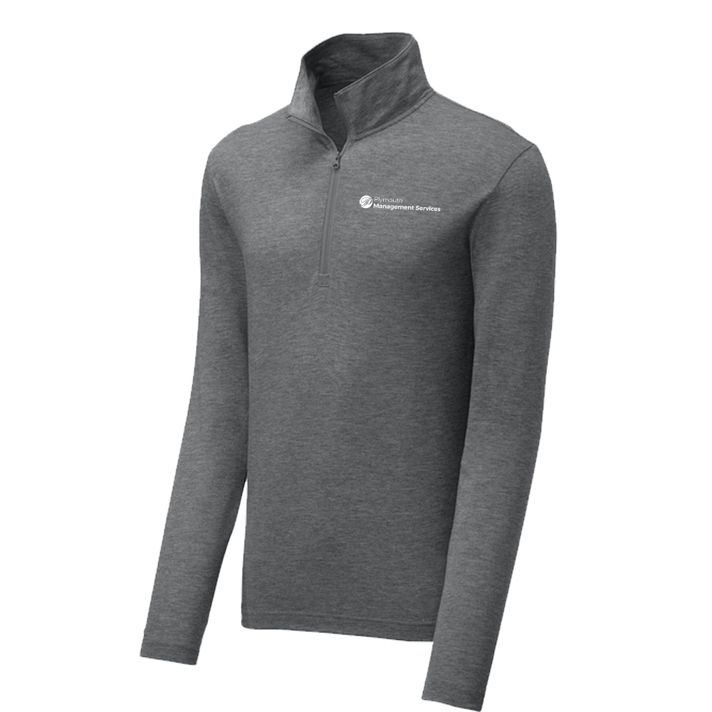 Plymouth Management Sport Tek Men PosiCharge Tri Blend Wicking 1/4 Zip Pullover-Dark Grey Heather