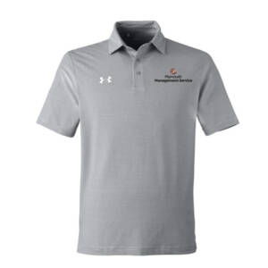 Plymouth Management Under Armour Men DRIVE Team Stripe Premium Polo – Mod Grey