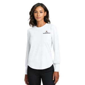 Plymouth Management Mercer Mettle Women’s Stretch Jersey Long Sleeve Blouson Top-White