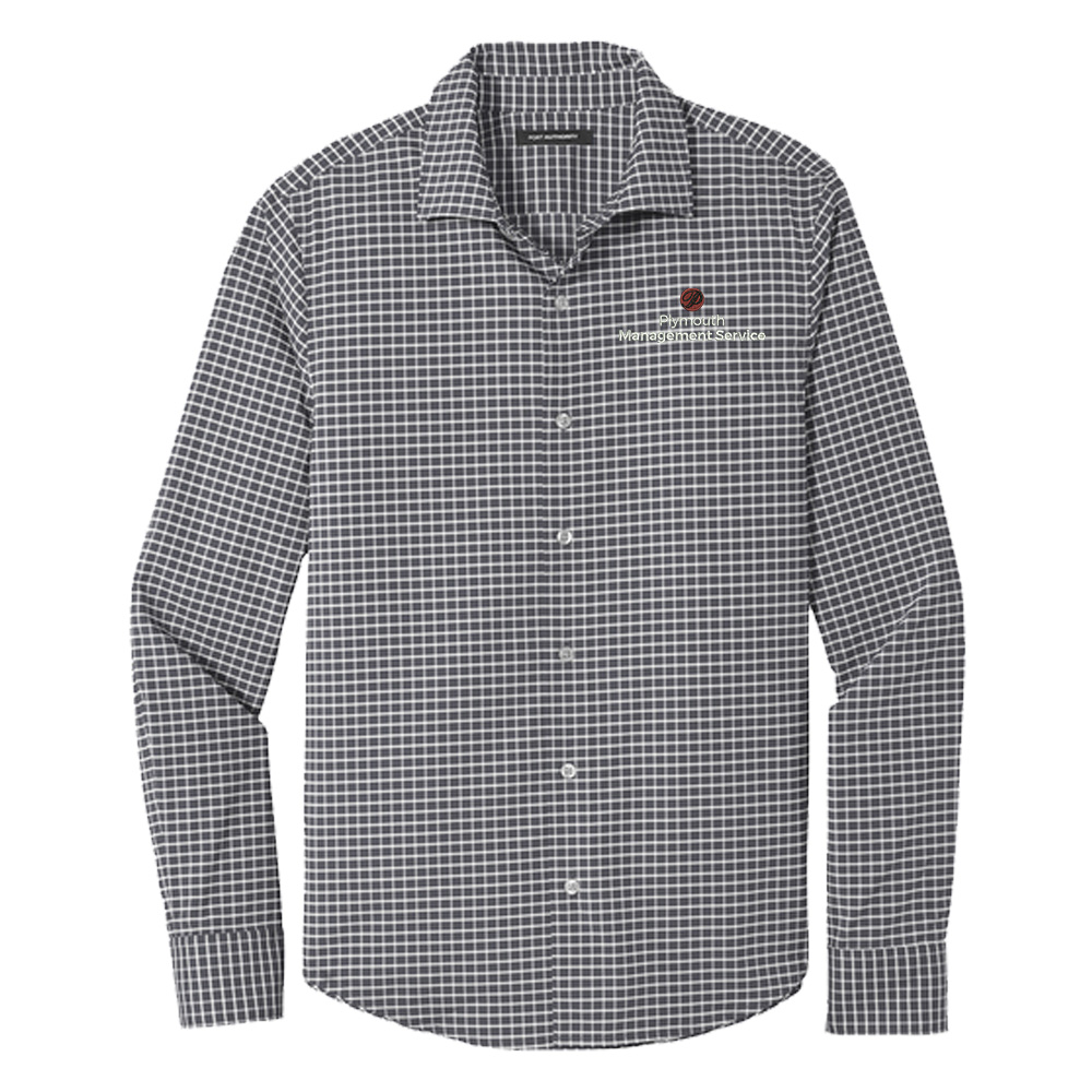 Plymouth Management Port Authority City Men Stretch button up Shirt-Graphite/White