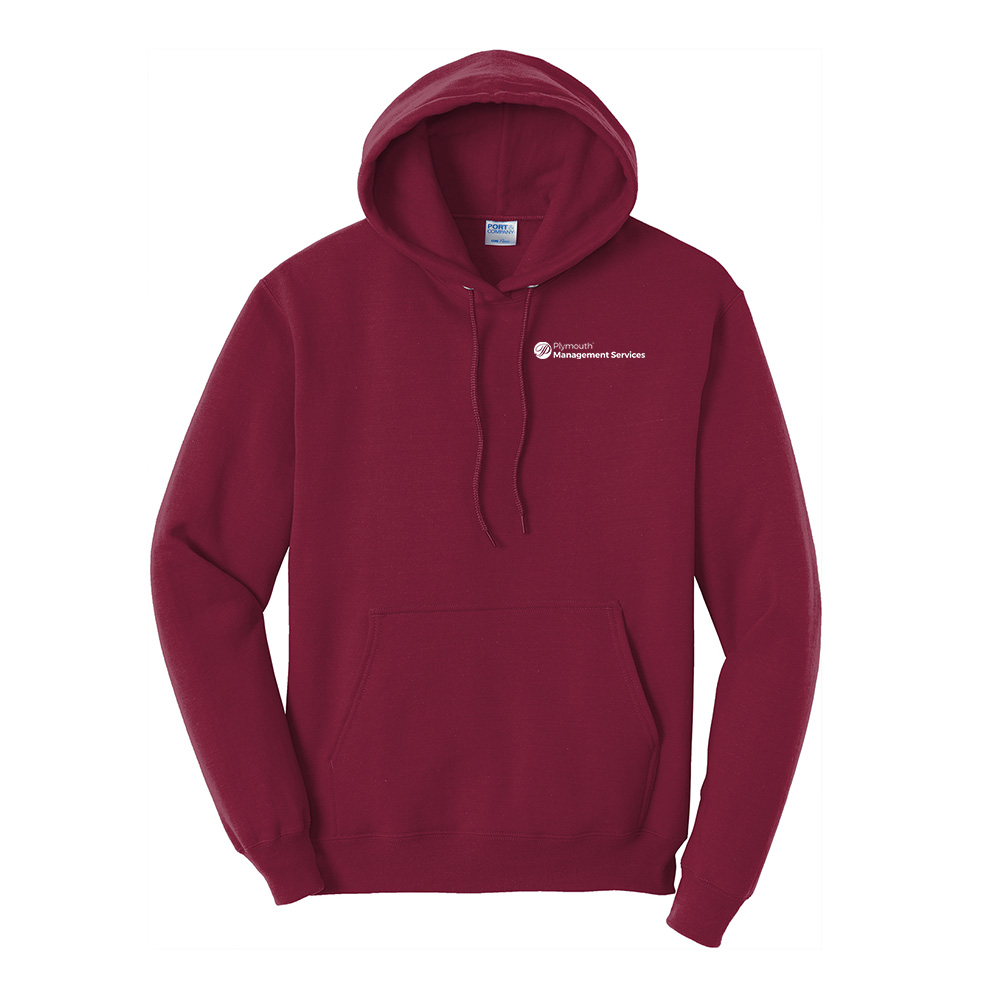 Plymouth Management Unisex Classic Core weight Cozy Pullover Hooded Sweatshirt-Cardinal