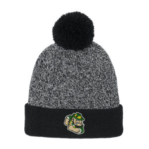 POP Sport-Tek Halftime Heather Pom Beanie-Black/Silver