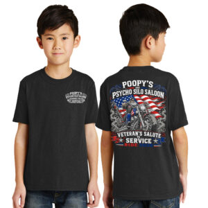 Poopys Veterans Ride Youth Short Sleeve Tee-Black