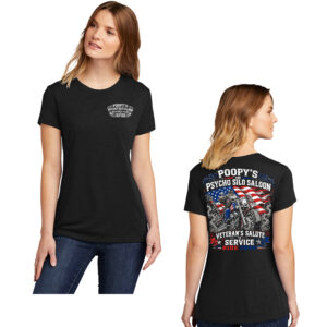 Poopys Veterans Ride Next Level Women CVC Short Sleeve Tee-Black