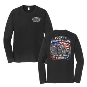 Poopys Veterans Ride Unisex Fan Favorite Cotton Long Sleeve Tee-Black