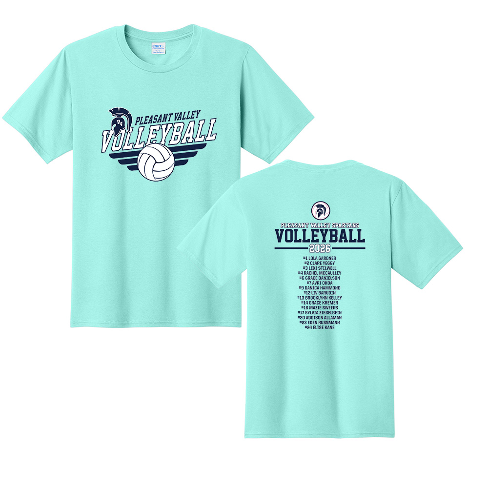 PV Volleyball Unisex Fan Favorite Ring Spun Cotton Tee-True Celadon