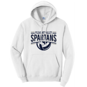 PV Volleyball Unisex Classic Core weight Cozy Pullover Hooded Sweatshirt – White