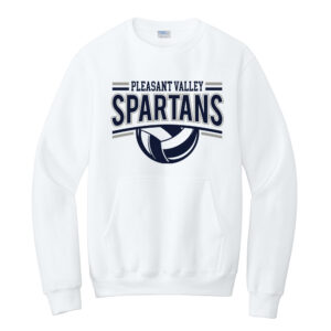 PV Volleyball Unisex Core Fleece Crewneck Pocket Sweatshirt – White