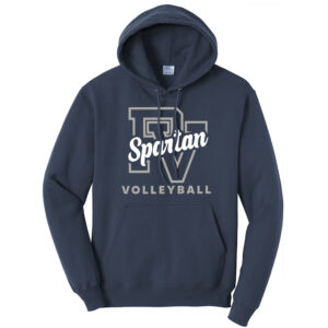 PV Volleyball Unisex Classic Core weight Cozy Pullover Hooded Sweatshirt – Navy
