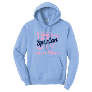 PV Volleyball Unisex Classic Core weight Cozy Pullover Hooded Sweatshirt-Light blue