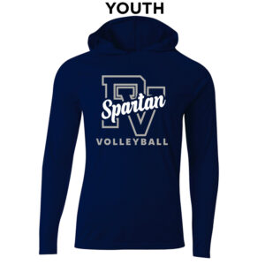 PV Volleyball Youth Cooling performance long sleeve hooded Tee – Navy