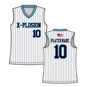 17. PV X-Plosion Sublimated Women’s Modified Racerback Jersey-White-Pinstripe