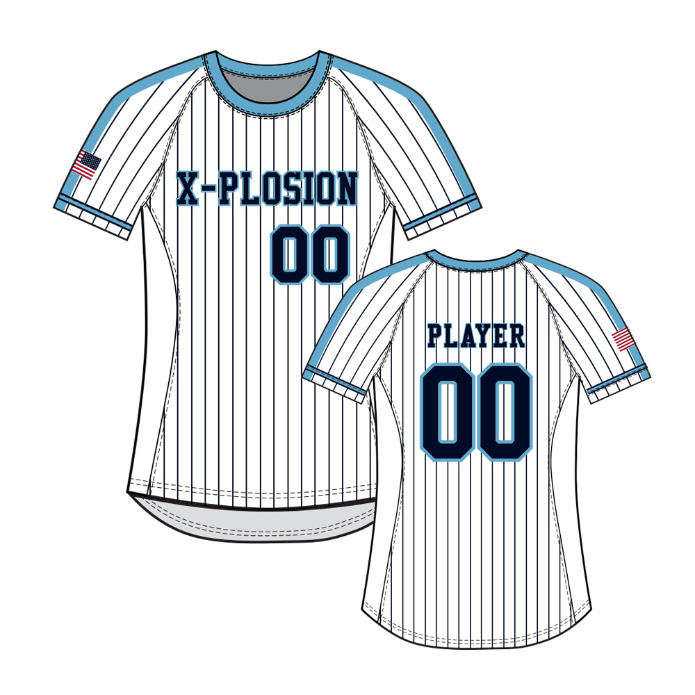 19. PV X-Plosion Sublimated Women's Crew Neck Short Sleeve Jersey-White-Pinstripe
