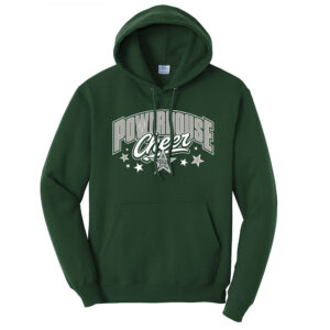 Powerhouse Cheer Unisex Classic Core weight Cozy Pullover Hooded Sweatshirt -Dark Green