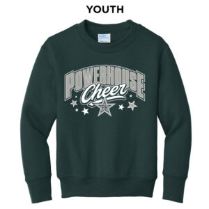 Powerhouse Cheer  Youth Crewneck Sweatshirt – Dark Green