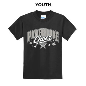Powerhouse CheerYouth Short Sleeve T Shirt – Black