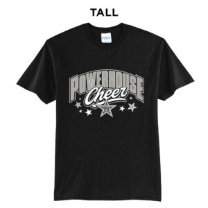 Powerhouse Cheer Tall Core Blend short Sleeve T Shirt – Black