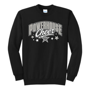 Powerhouse Cheer Unisex Core Fleece Crewneck Sweatshirt -Black