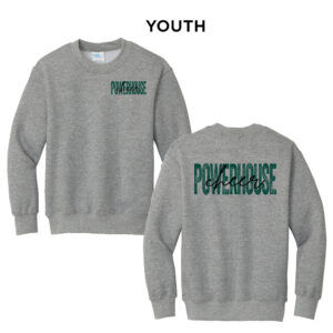Powerhouse Cheer Youth Fleece Crewneck Sweatshirt-Athletic Heather