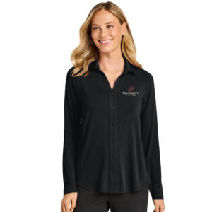 Plymouth Place Port Authority Women’s Luxe Knit Button Tunic – DeepBlack