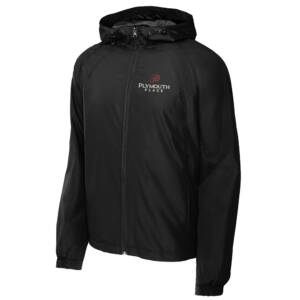 Plymouth Place Sport Tek Men Hooded Raglan Jacket – Black