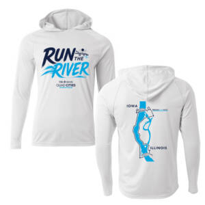 QC Half Marathon Men Cooling performance long sleeve hooded Tee-White