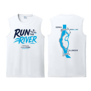 QC Half Marathon Port Company Men Performance Sleeveless Tee-White
