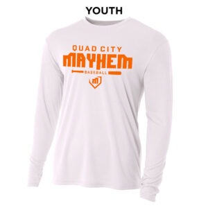 QC Mayhem BB Youth Cooling Performance long sleeve Crew Tee-White