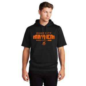 QC Mayhem BB Sport Tek Men Sport Wick Fleece Short Sleeve Hooded Pullover-Black