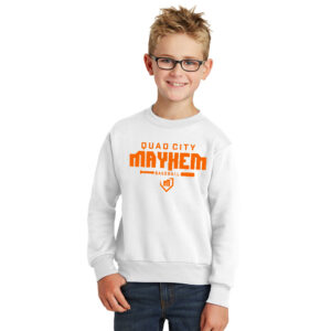 QC Mayhem BB Youth Fleece Crewneck Sweatshirt-White