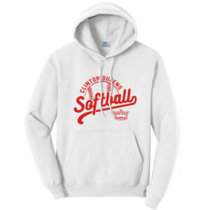 Queens Softball Club Unisex Classic Core weight Cozy Pullover Hooded Sweatshirt – White