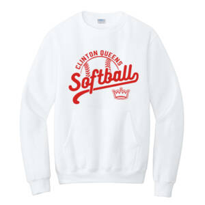 Queens Softball Club Unisex Core Fleece Crewneck Pocket Sweatshirt – White